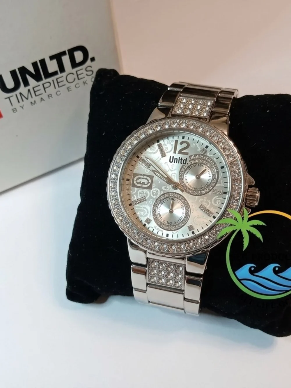 New ! Marc Ecko Silver Crystal-Accent Men's Bracelet Watch